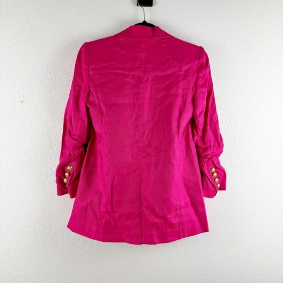 Veronica Beard Hirsh Dickey Linen Blend Double Breasted Blazer Jacket Pink 0 - Picture 8 of 8